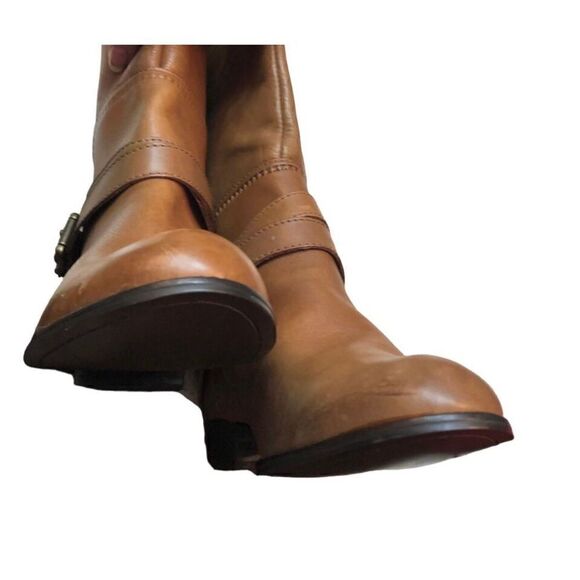Fossil Zena back zipper calf caramel riding boots - Picture 9 of 13